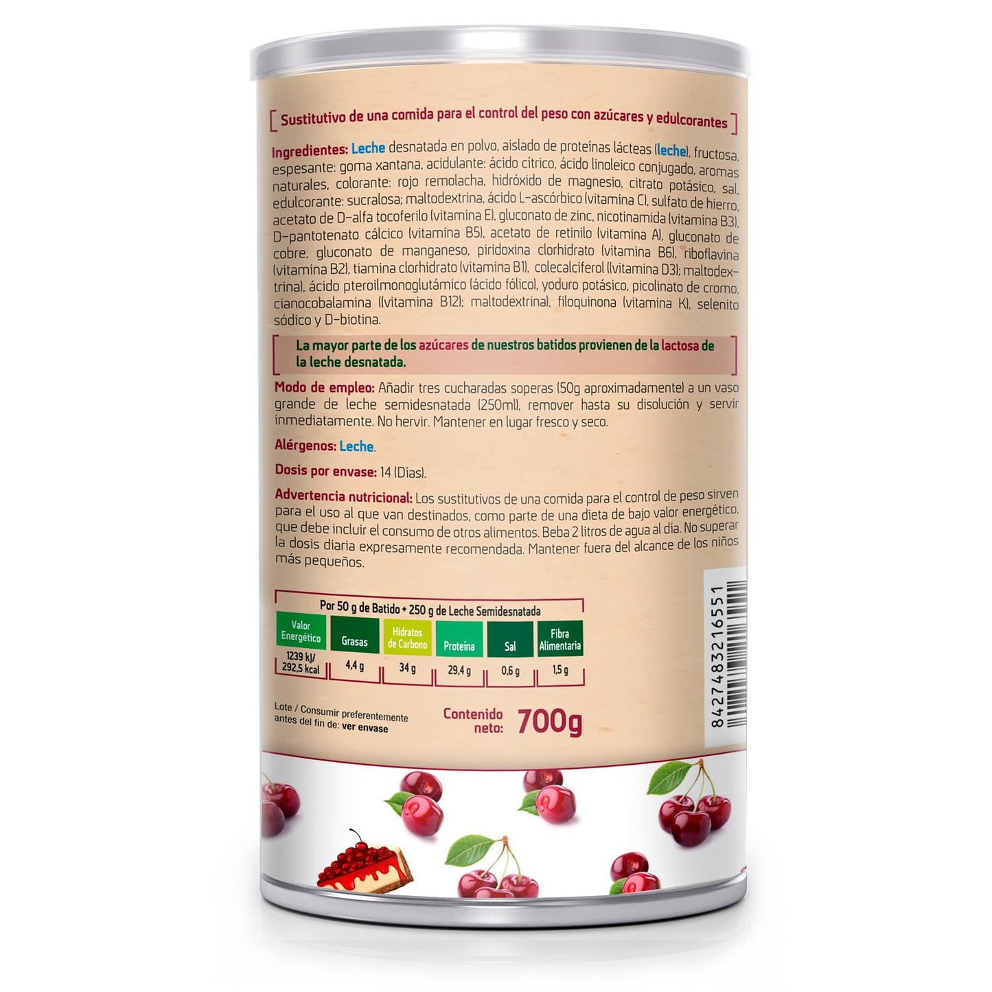 SOTYA Batido saciante sabor cereza cheesecake 550 gr