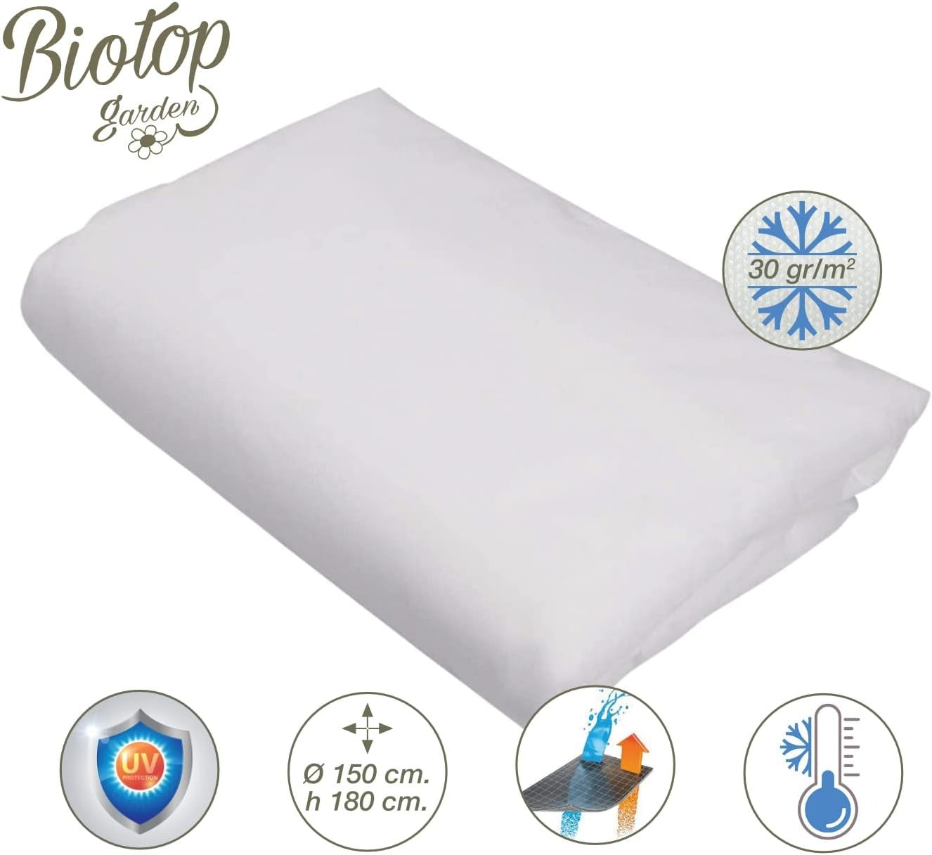 Capucha protectora antiheladas con cordón 30 g/m2 Biotop