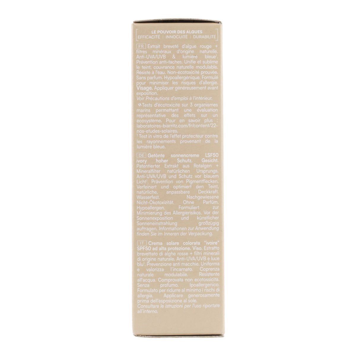 Crème visage ivoire SPF 50 Biarritz