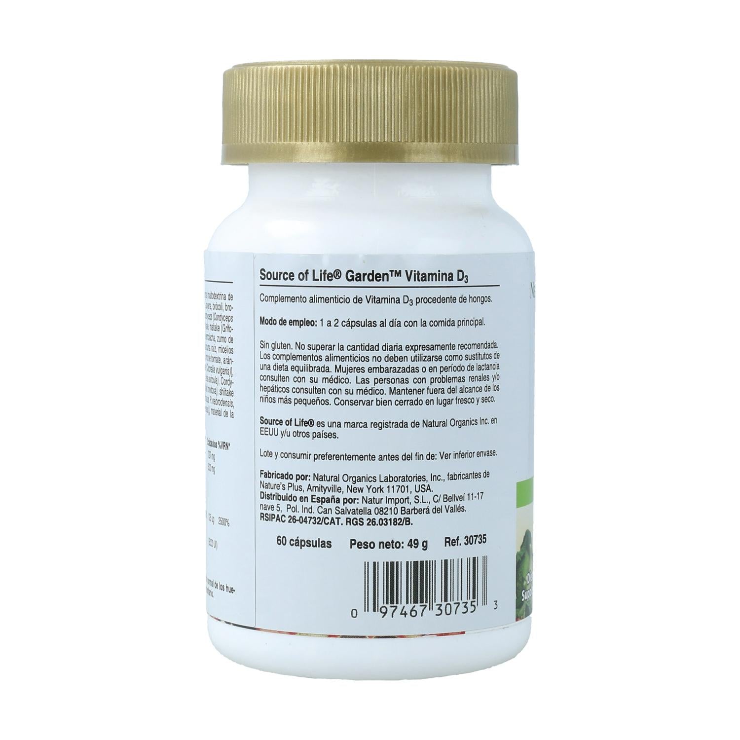Vitamina D3 Garden Nature's Plus, 60 comprimidos