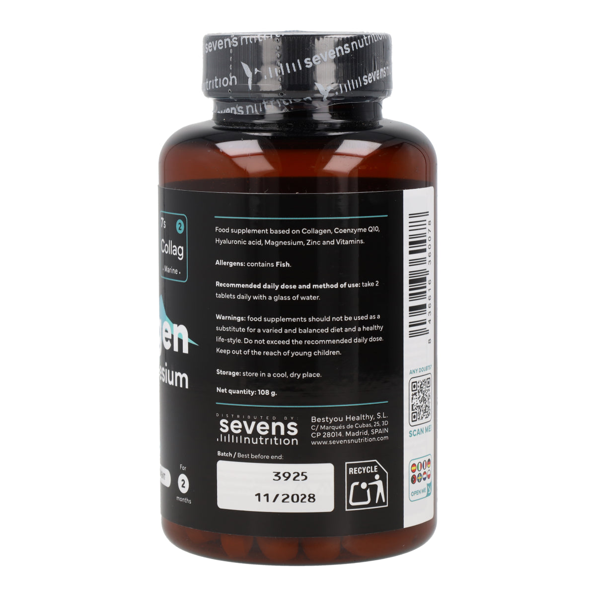 Collagène avec Magnésium Sevens Nutrition 120 gélules