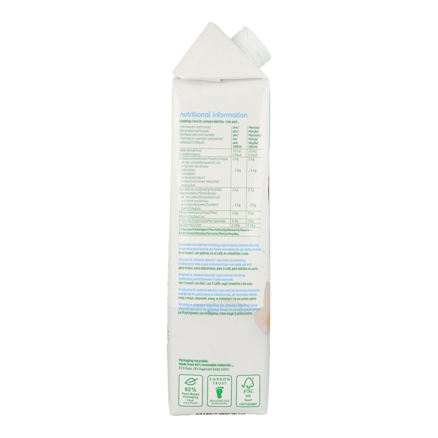Bebida de Coco BIO 2% grasa Dr Martins 1L