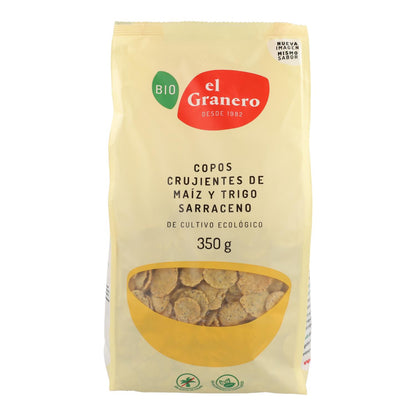 Copos Crujientes de Maíz y Trigo Sarraceno Bio, 350 g  El Granero