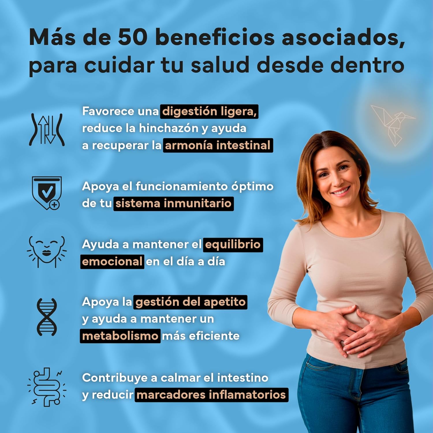 Probiótico Full Spectrum Complex con Inulina FOS Zinc y Vitamina D3 Sevens Nutrition 60 cápsulas