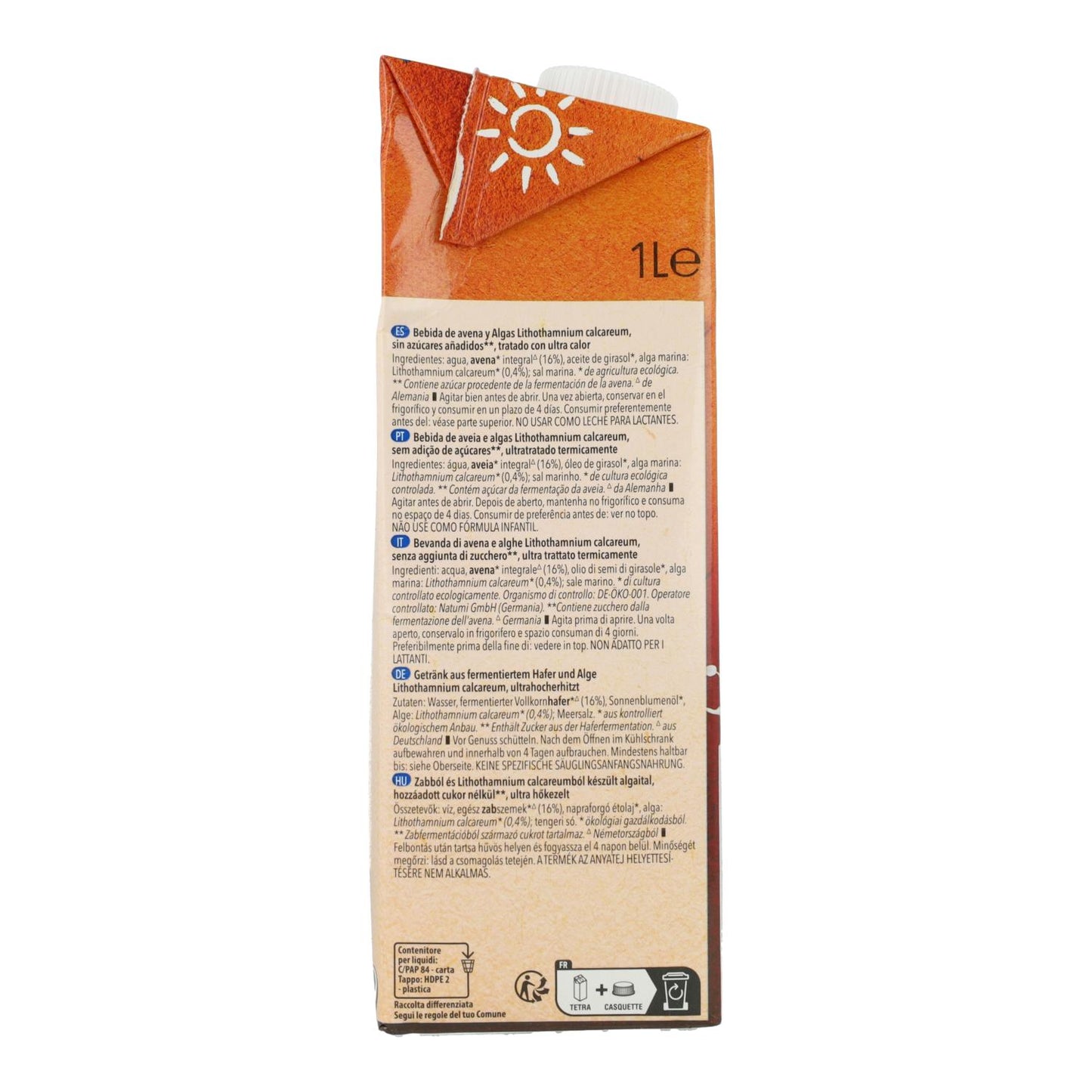 Pack 6 uds Bebida Avena Rica en Calcio Natumi 1 L
