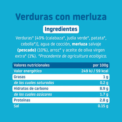 Pack 3x Tarrito BIO verduras y merluza +6 meses Smileat 230g