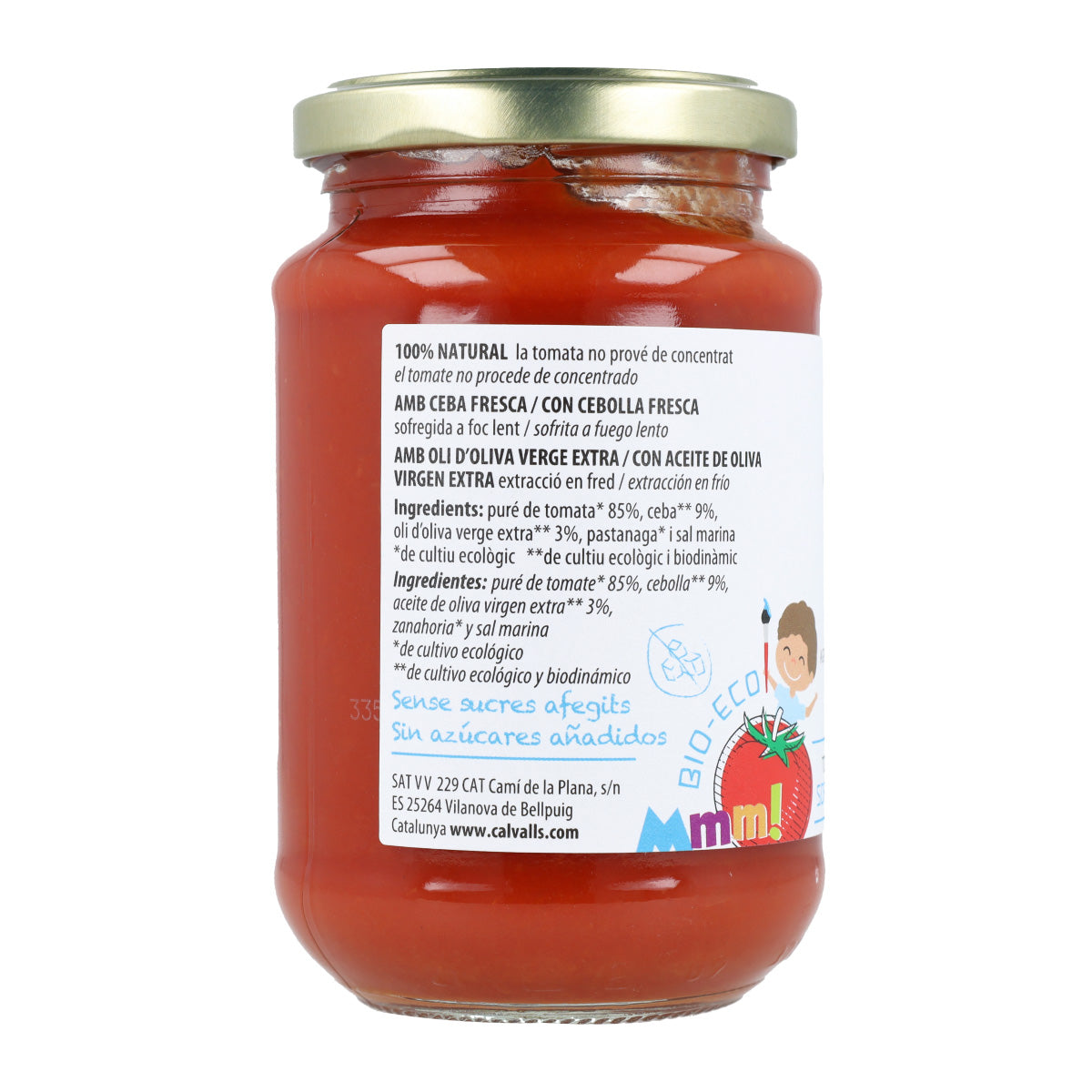 Tomate frit sans sucres ajoutés biologique Cal Valls 350 g