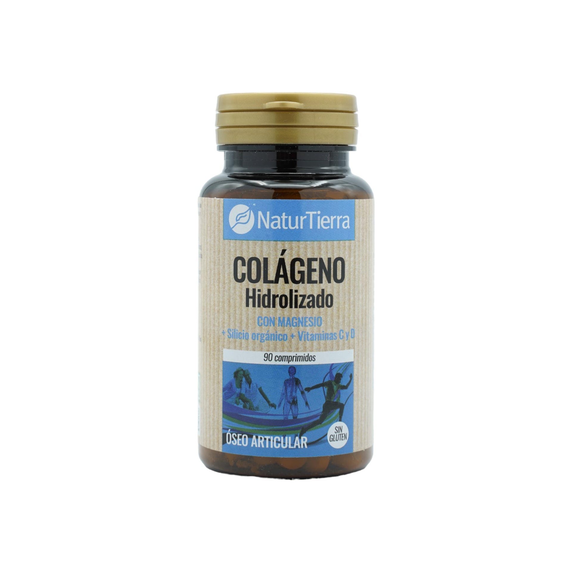 Colágeno hidrolizado con magnesio + silicio orgánico + calcio + vitaminas C y D, 90 comprimidos. NaturTierra