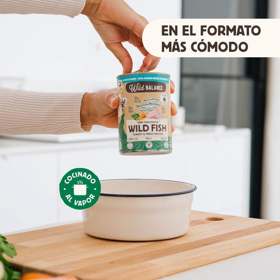 Pack Lata de Pescado y Pavo BARF para perros 6 x 400 g Wild Balance