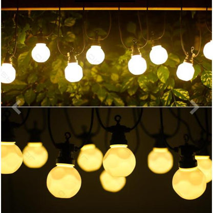 Guirnalda LED 10 bombillas translucidas blanco cálido 8M interior y exterior