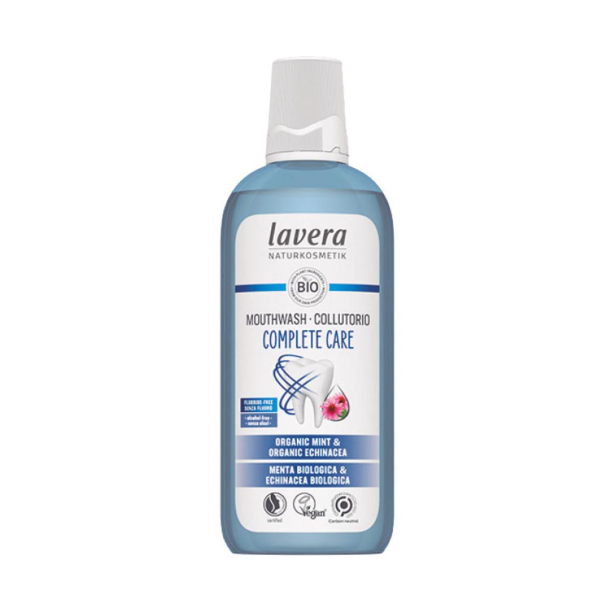Enjuague bucal cuidado completo sin fluor, Lavera 400 ml