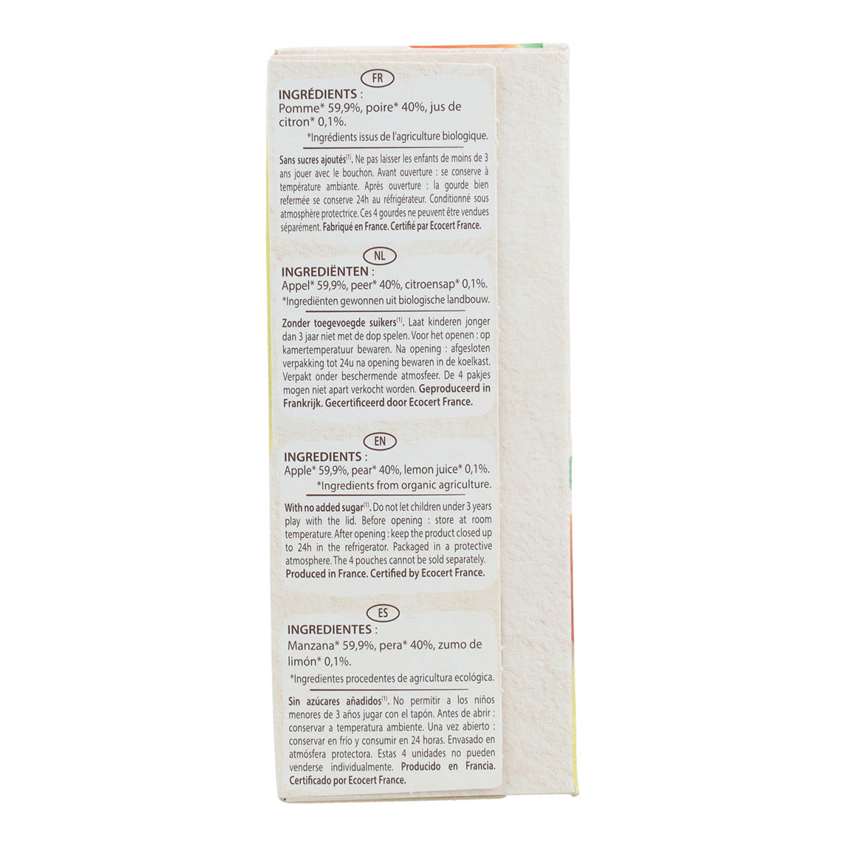 Pack 4x Pouch Manzana y Pera Cool Fruits Vitabio 90 g