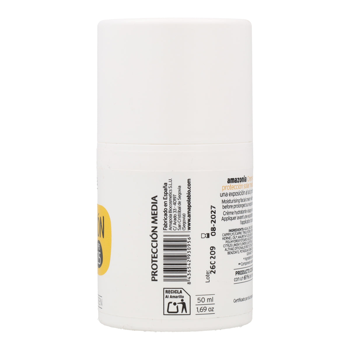Crème solaire visage SPF 25 Amazonia Amapola 50 ml