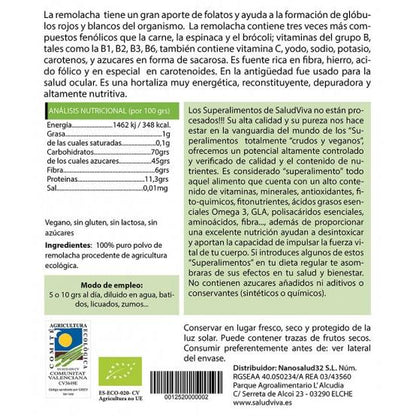 Jugo de remolacha en polvo ECO 125 g, Salud Viva