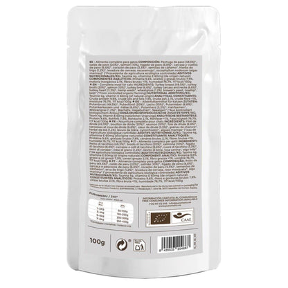 Comida húmeda Barf gatos Michi mimos BIO (Pavo y salmón) Puromenu 100 g