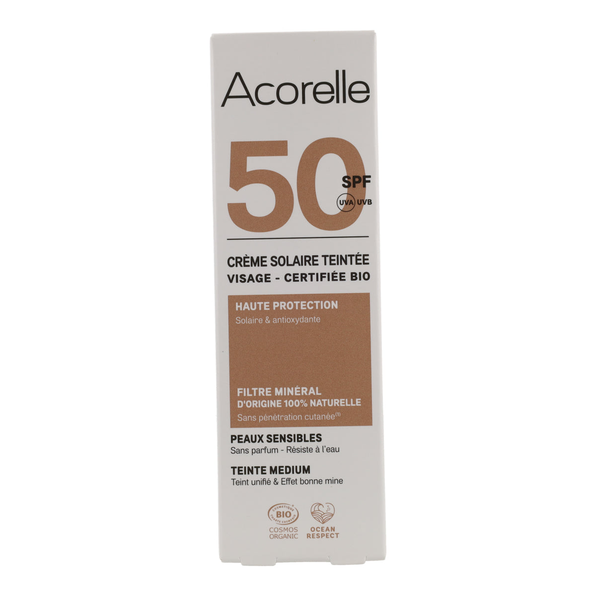 Crema facial color medio spf 50 Acorelle 50 ml