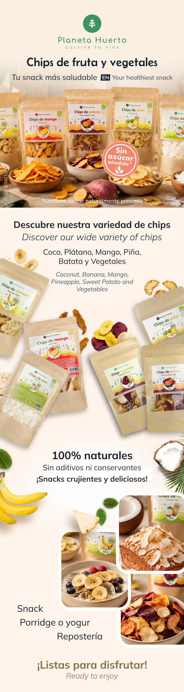 Banana Chips ECO Planeta Huerto 200 g