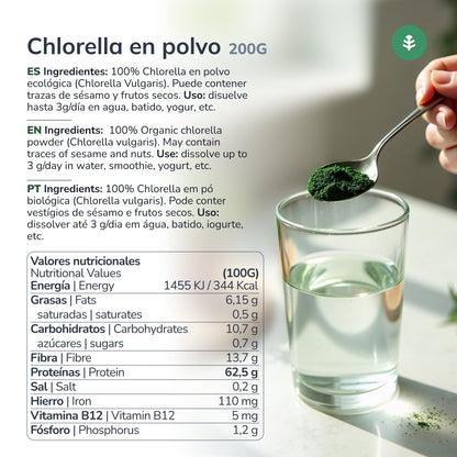 Chlorelle en poudre ECO Planeta Huerto 200 g