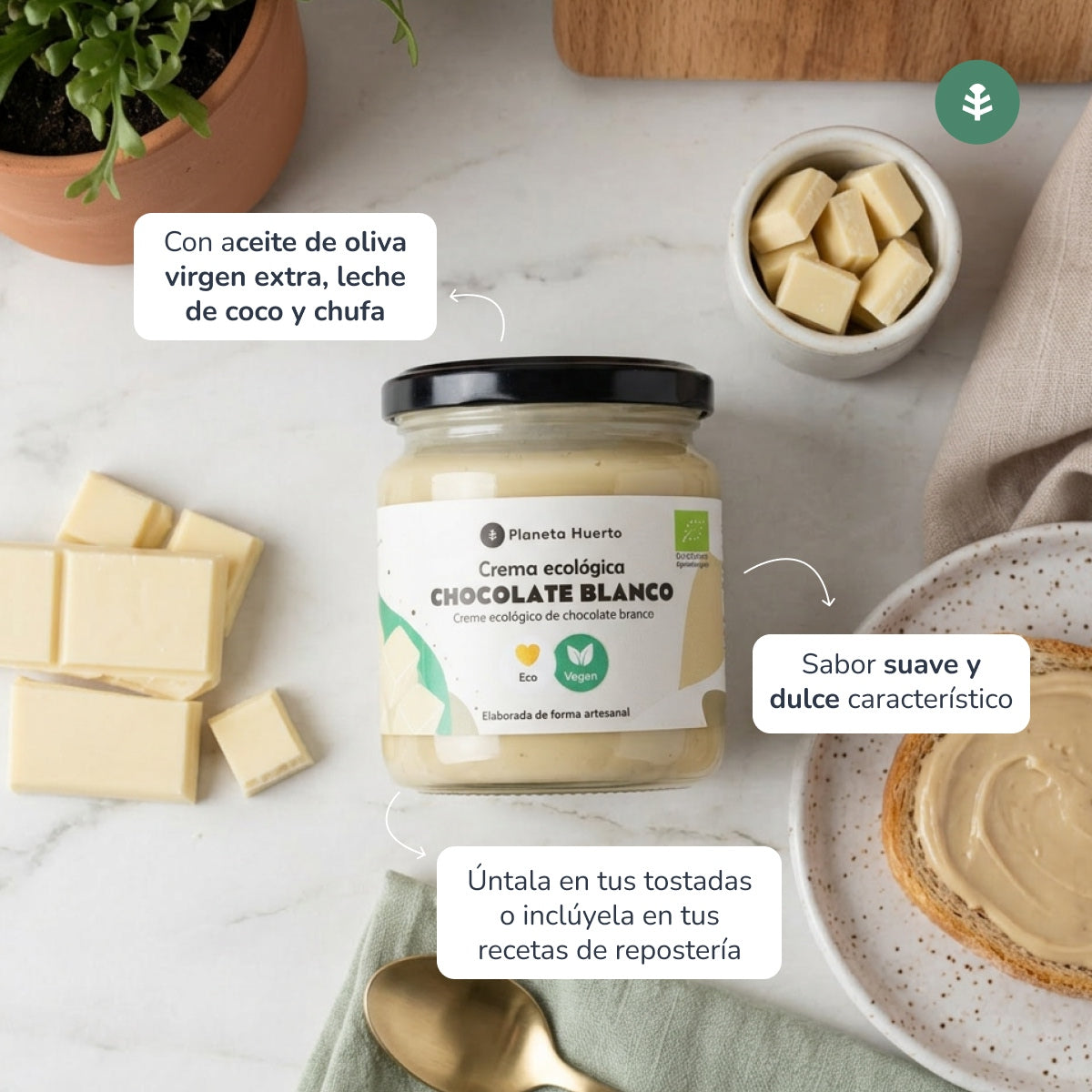 Crème de chocolat blanc végétalienne ECO Planeta Huerto 230 g