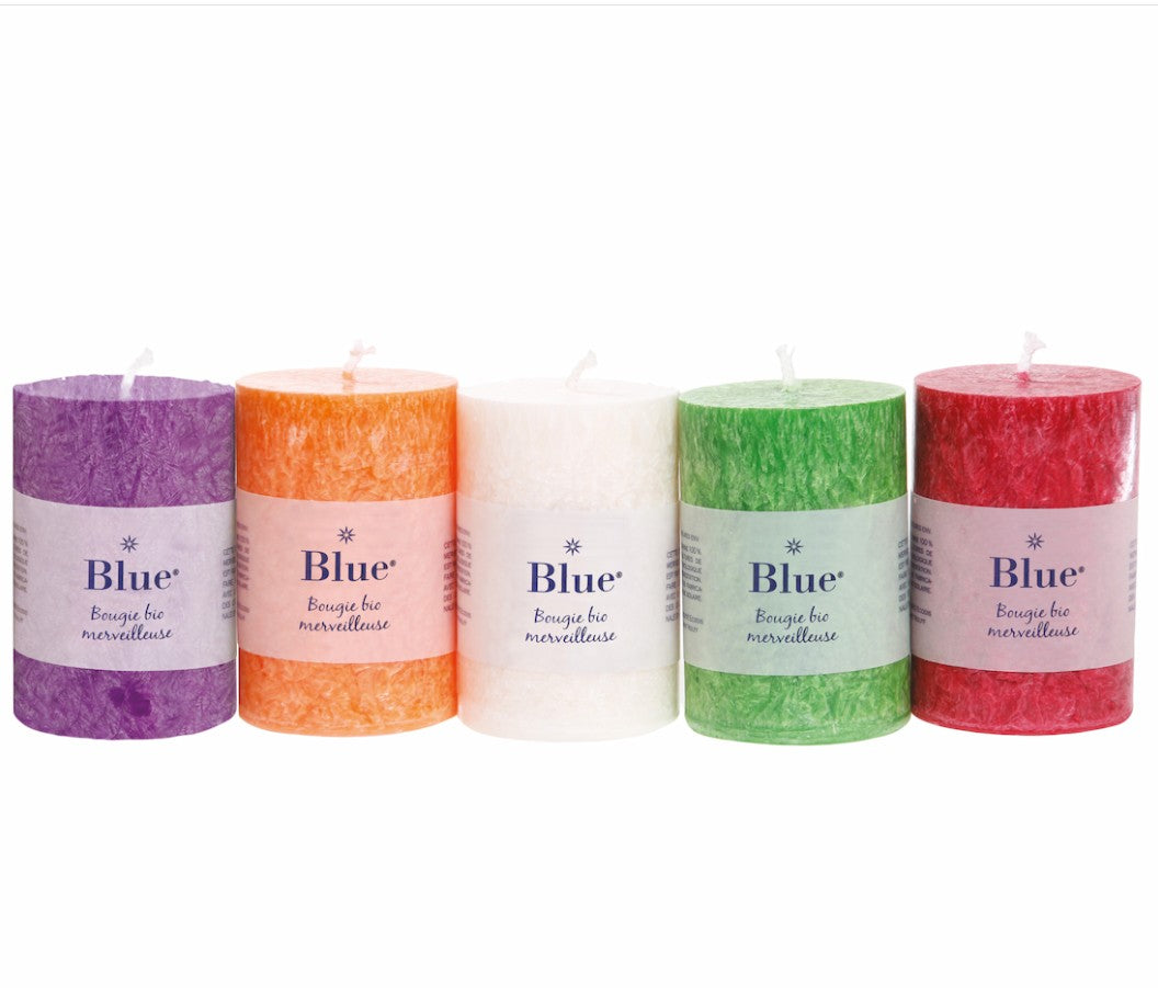 Bougies stéarine petites couleurs assorties 56 x 80 mm 174 g Bleu 6 unités
