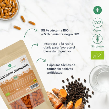 Curcuma Bio + Poivre Bio Planeta Huerto 150 gélules