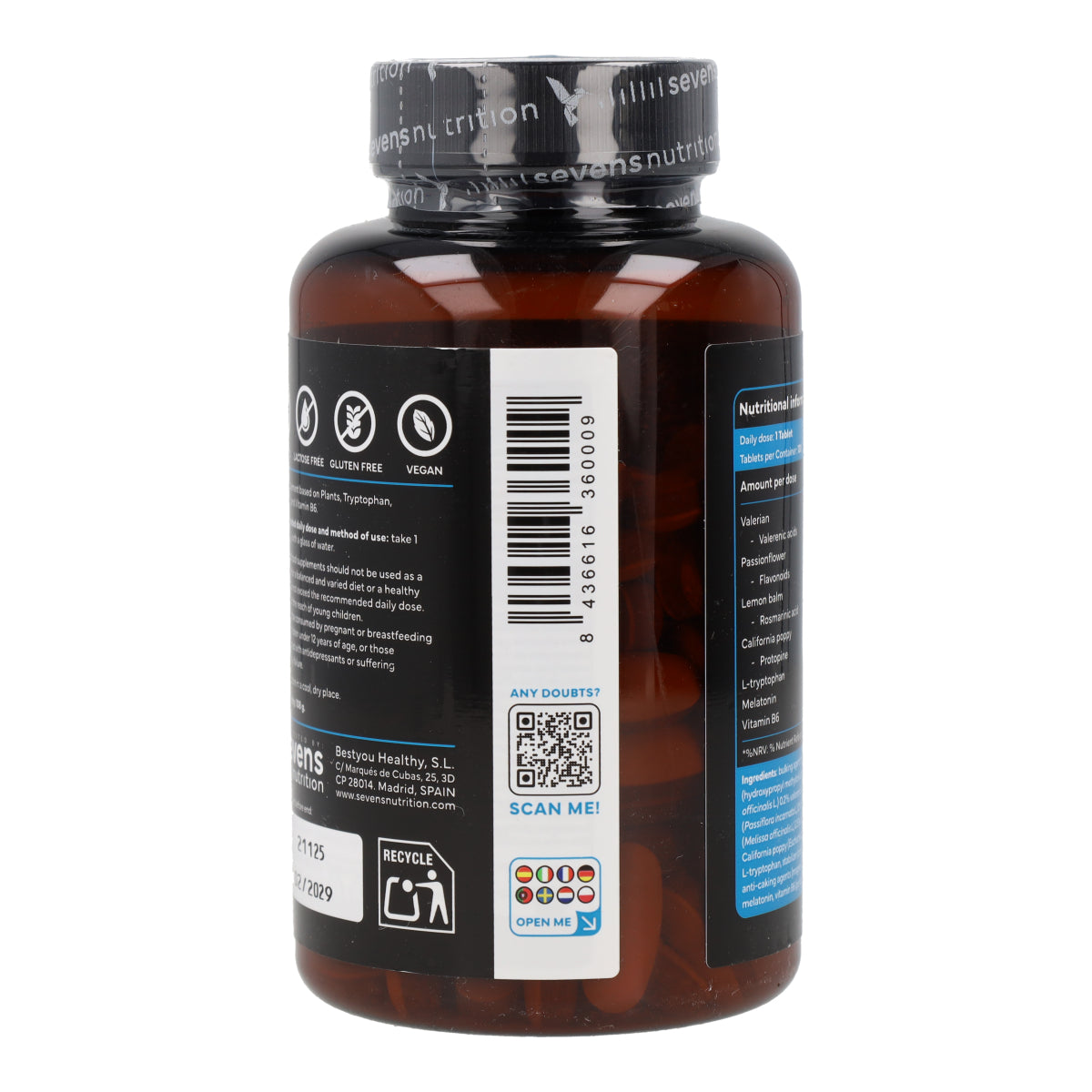 Mélatonine avec Tryptophane Sevens Nutrition 120 gélules