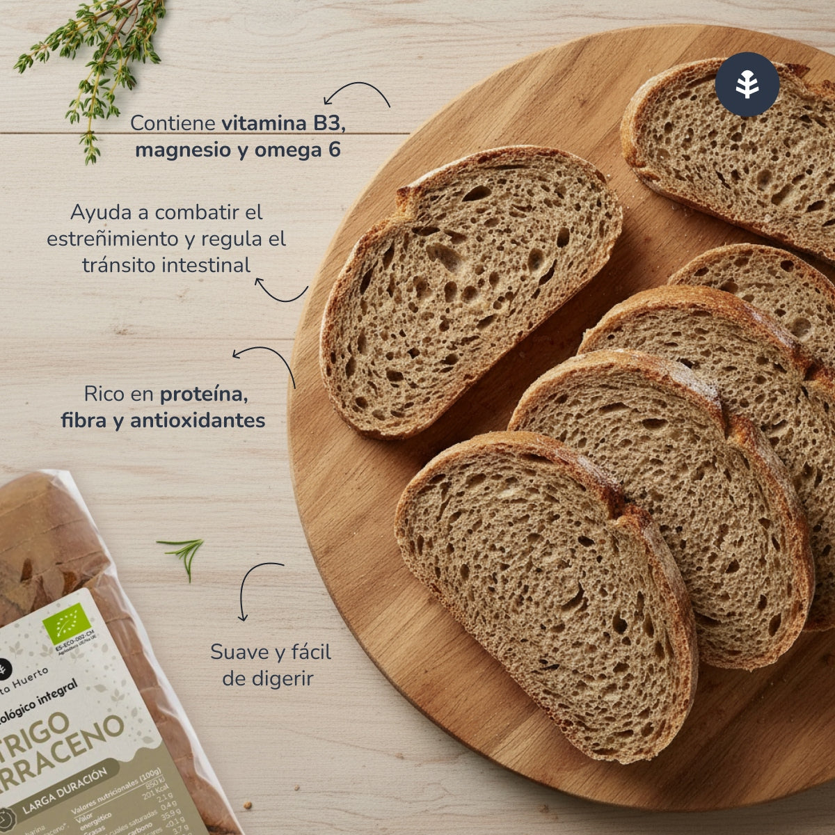 Pan integral de trigo sarraceno ECO Planeta Huerto 500 g