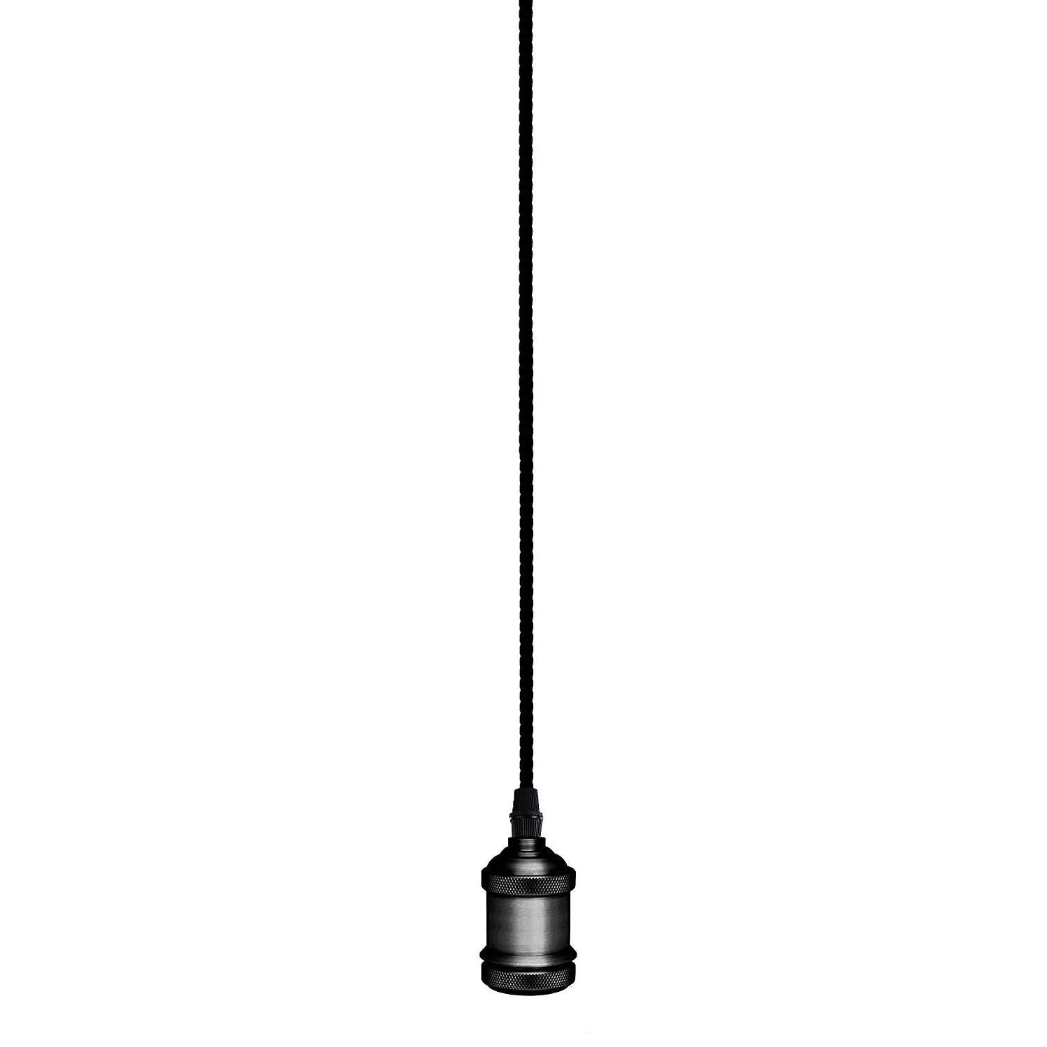 Portabombillas Vintage Black Pearl cable textil 1m E27 Garza Lighting