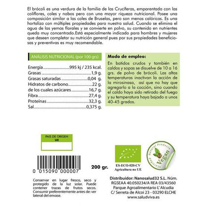 Brócoli en polvo 200 g, Salud Viva
