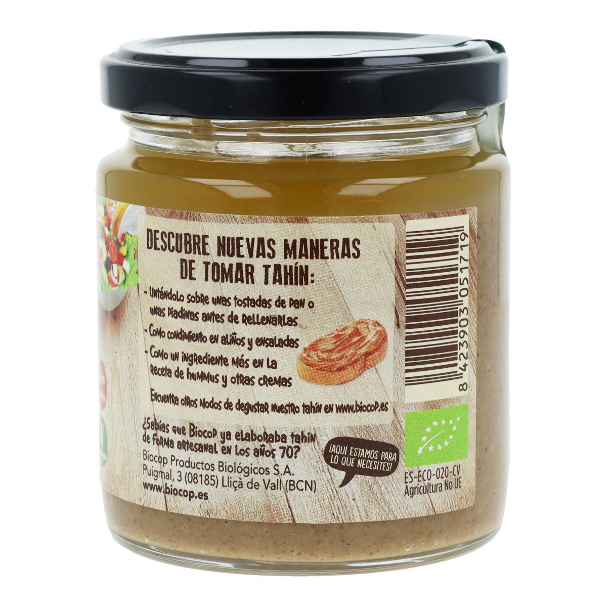 Tahini complet torréfié avec sel Biocop 225 g