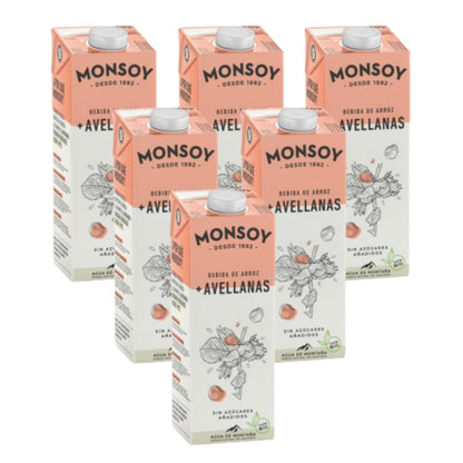 Pack 6 x Bebida Arroz y Avellanas BIO Monsoy 1L