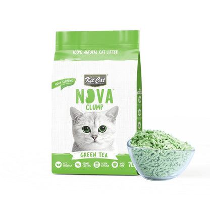 Lot de 2 paquets de litière pour chats Kit Cat Eco SoyaClump, formule Green Tea, 7 L