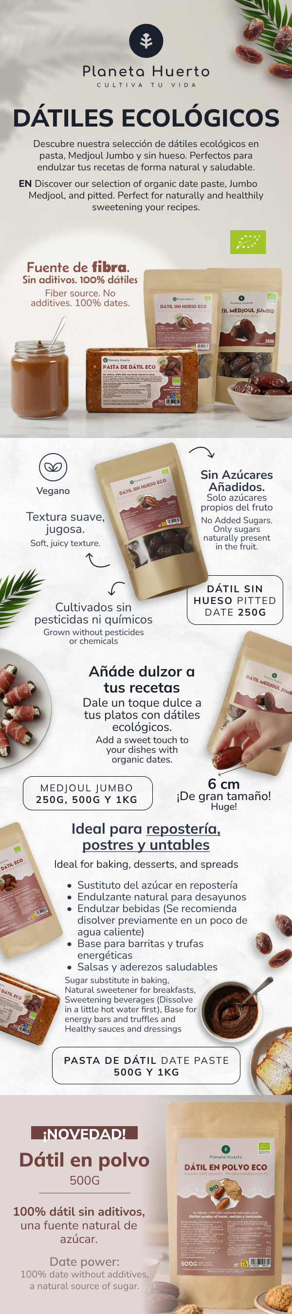 Dattes dénoyautées ECO Planeta Huerto 250 g