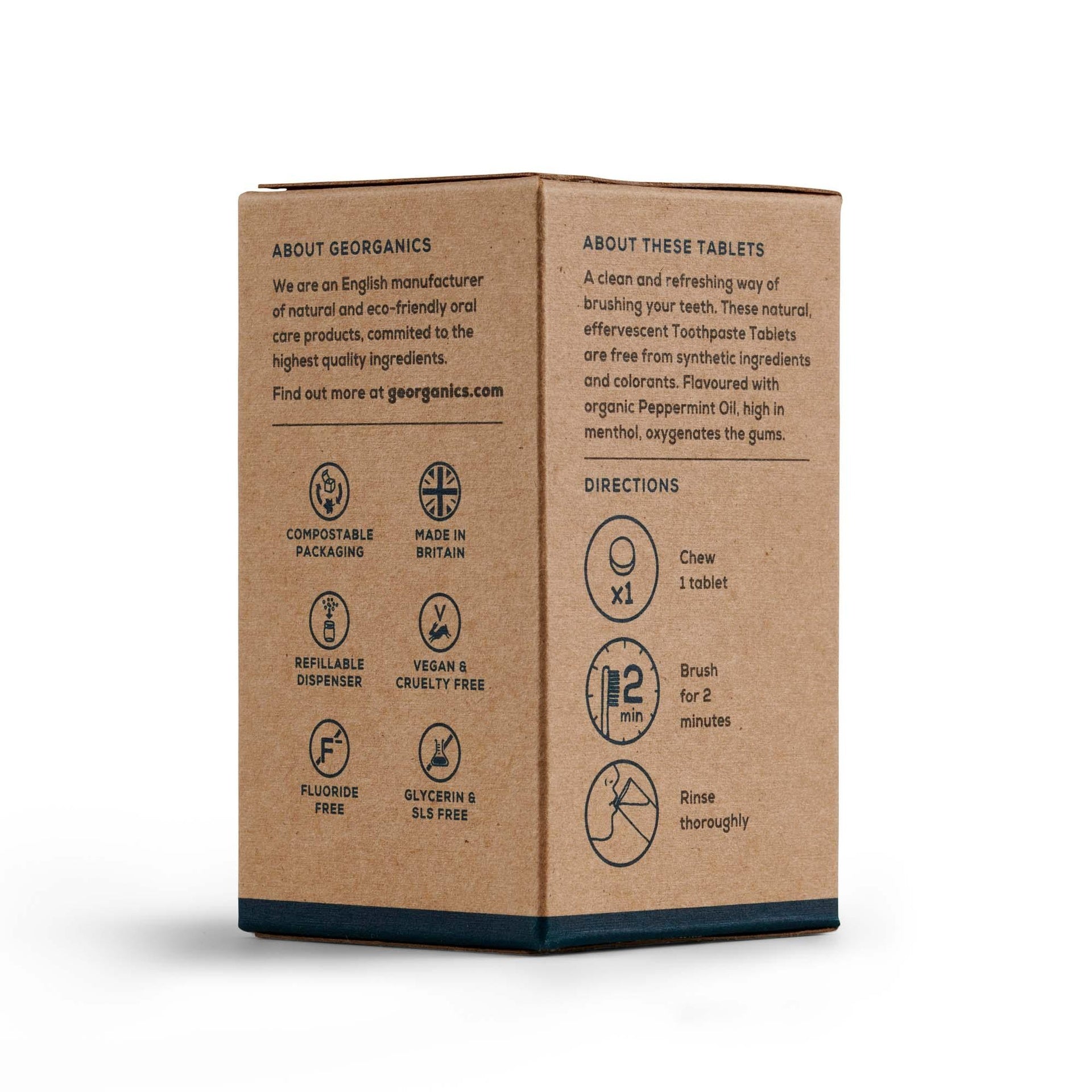 Dentífrico Natural en Tabletas sabor Menta Georganics 120 Tabletas