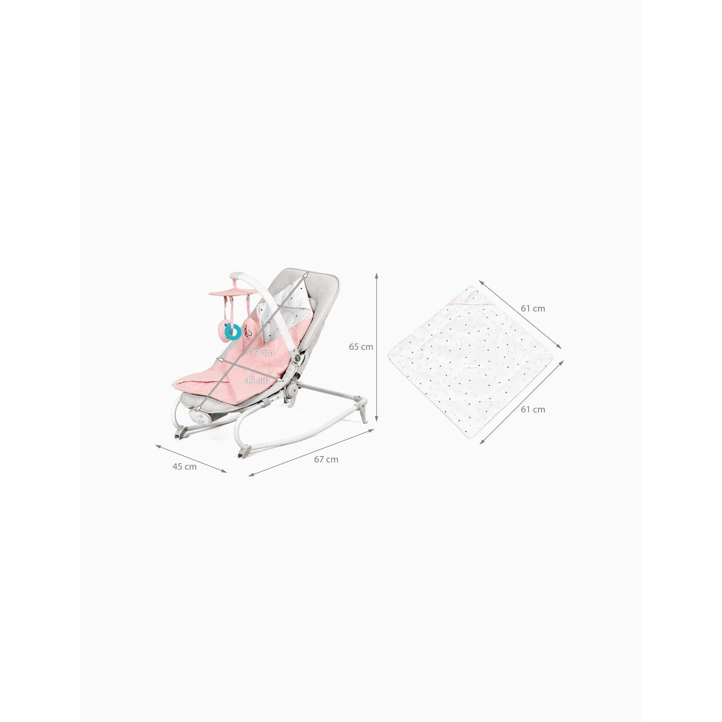 Hamaca de bebé 3 en 1 Felio rosa Kinderkraft