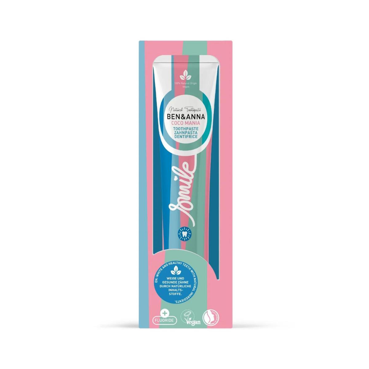Dentífrico Coco Mania con flúor Ben & Anna tubo 75 ml