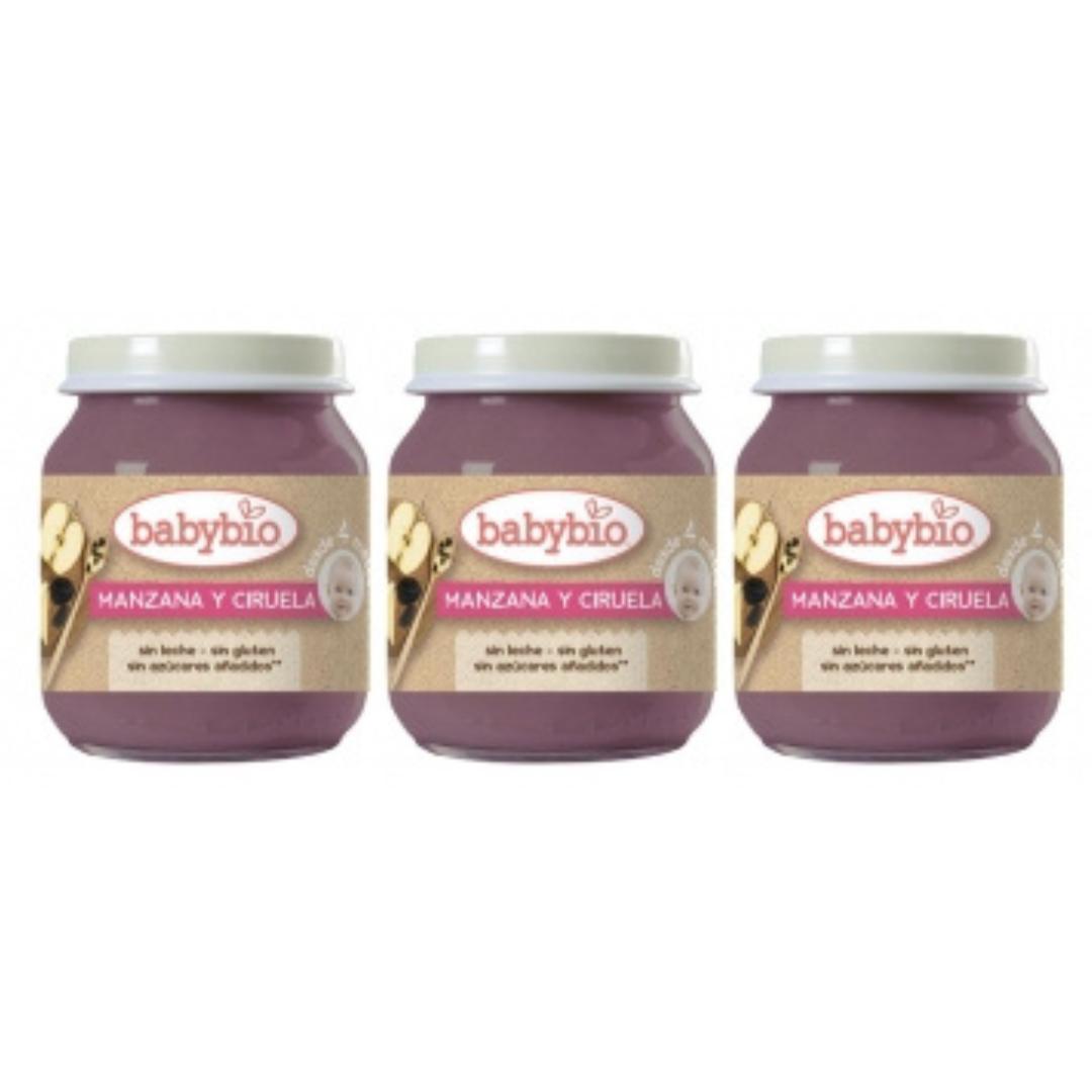 Pack PROMO 3x Tarrito Manzana y Ciruela, 130 g. Babybio