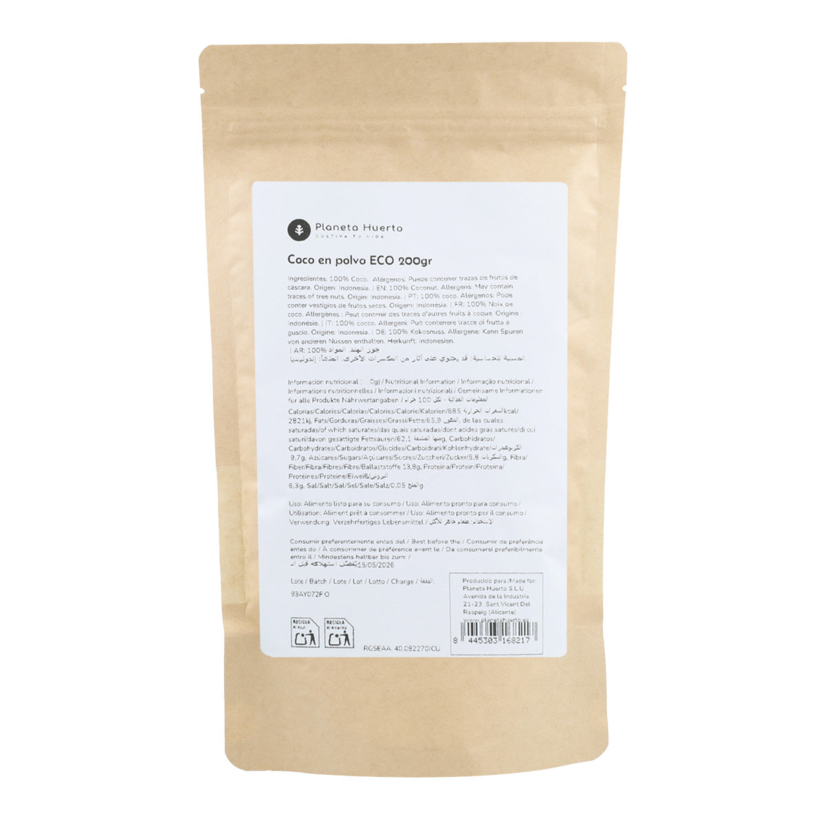 Coco rallado ECO Planeta Huerto 200 g