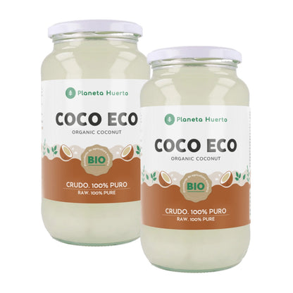 Lot de 2 bouteilles d'huile de coco ECO Planeta Huerto 860 ml