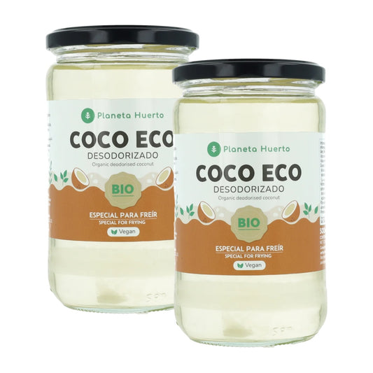Lot de 2 bouteilles d'huile de coco désodorisée ECO Planeta Huerto 500 ml