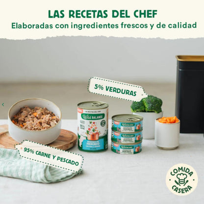 Pack 6x Estofado de mercado con pavo y ternera para gatos 80 g + Regalo: Tapa reutilizable para latas, Wild Balance