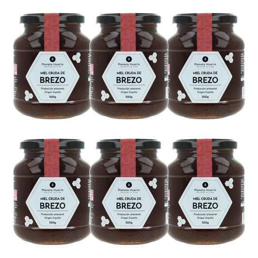 Pack 6x Miel Cruda de Brezo Planeta Huerto 500 gr