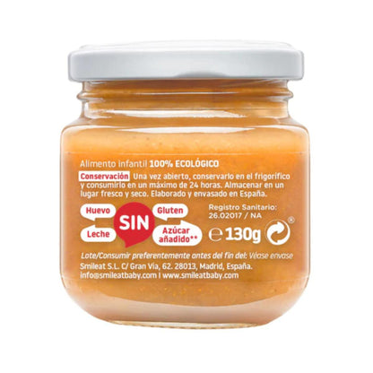 Pack 12x Tarrito de Manzana, Naranja y Zanahoria BIO +6 Meses Smileat, 130g