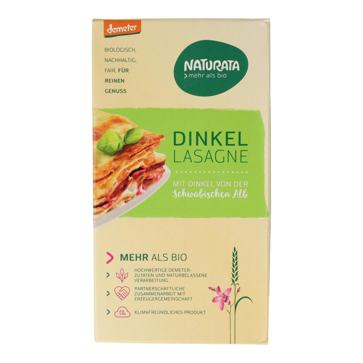 Láminas para Lasaña de Espelta Demeter Naturata 250 g