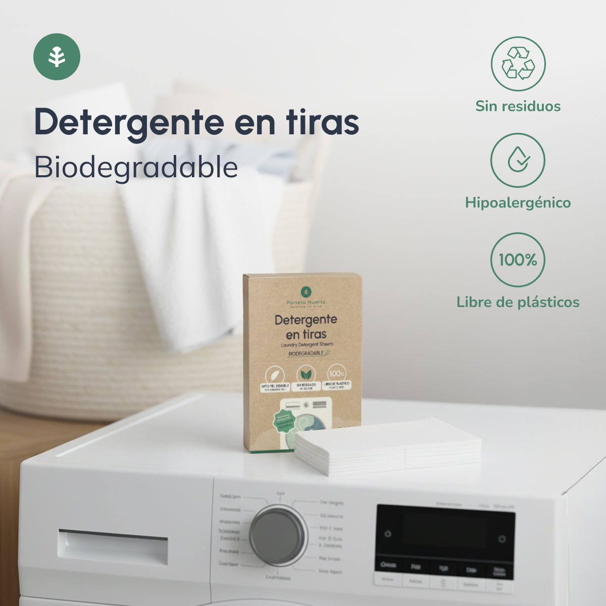 Pack 2x Eco-Tiras detergente y suavizante Planeta Huerto 80 lavados