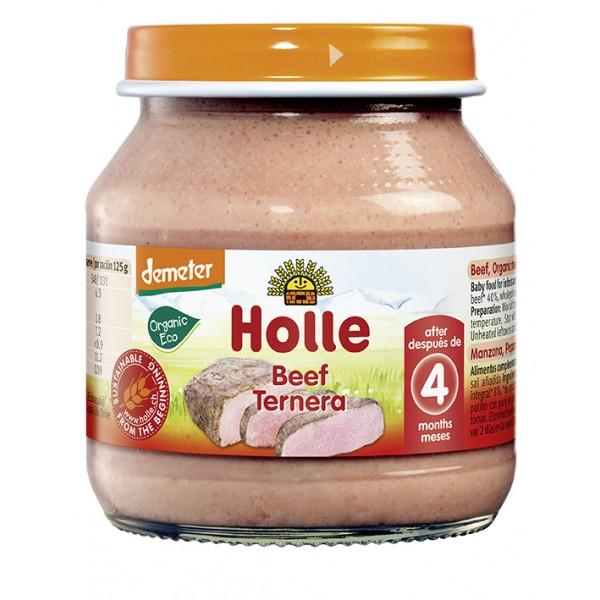 Tarrito ECO carne de ternera +4 M, Holle 125 g