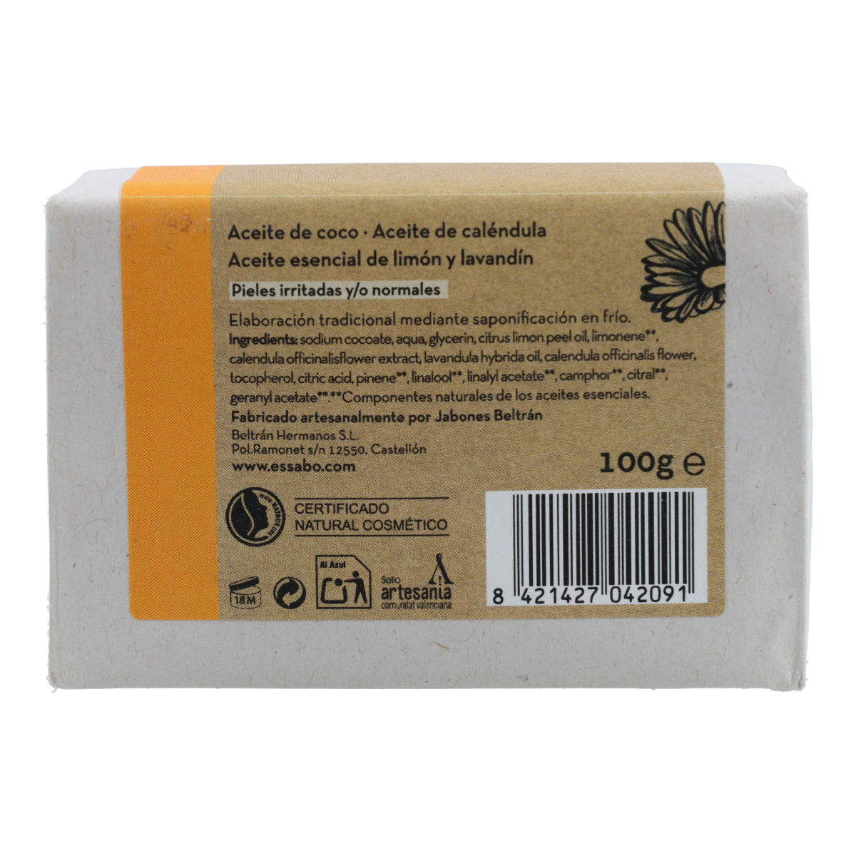 Savon artisanal au calendula 100 g Essabó