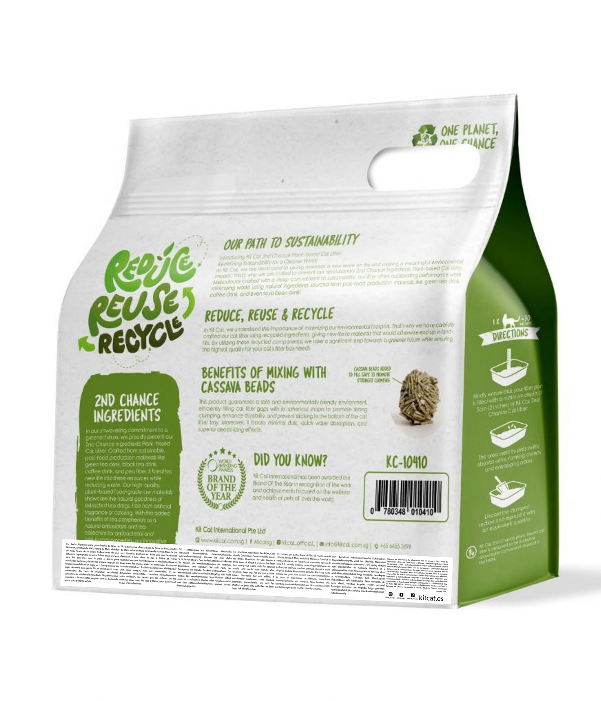 Kit Cat Arena Eco 2nd Chance - Green Tea 2,5 kg Feuilles de thé vert, pois et manioc