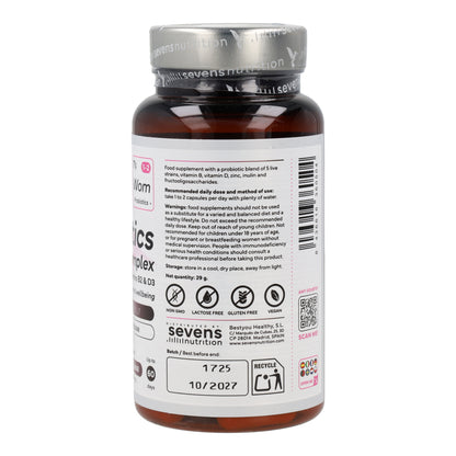 Probiotiques Flore Intime Femme avec Inuline FOS Zinc et Vitamines B2 et D3 Sevens Nutrition 60 capsules