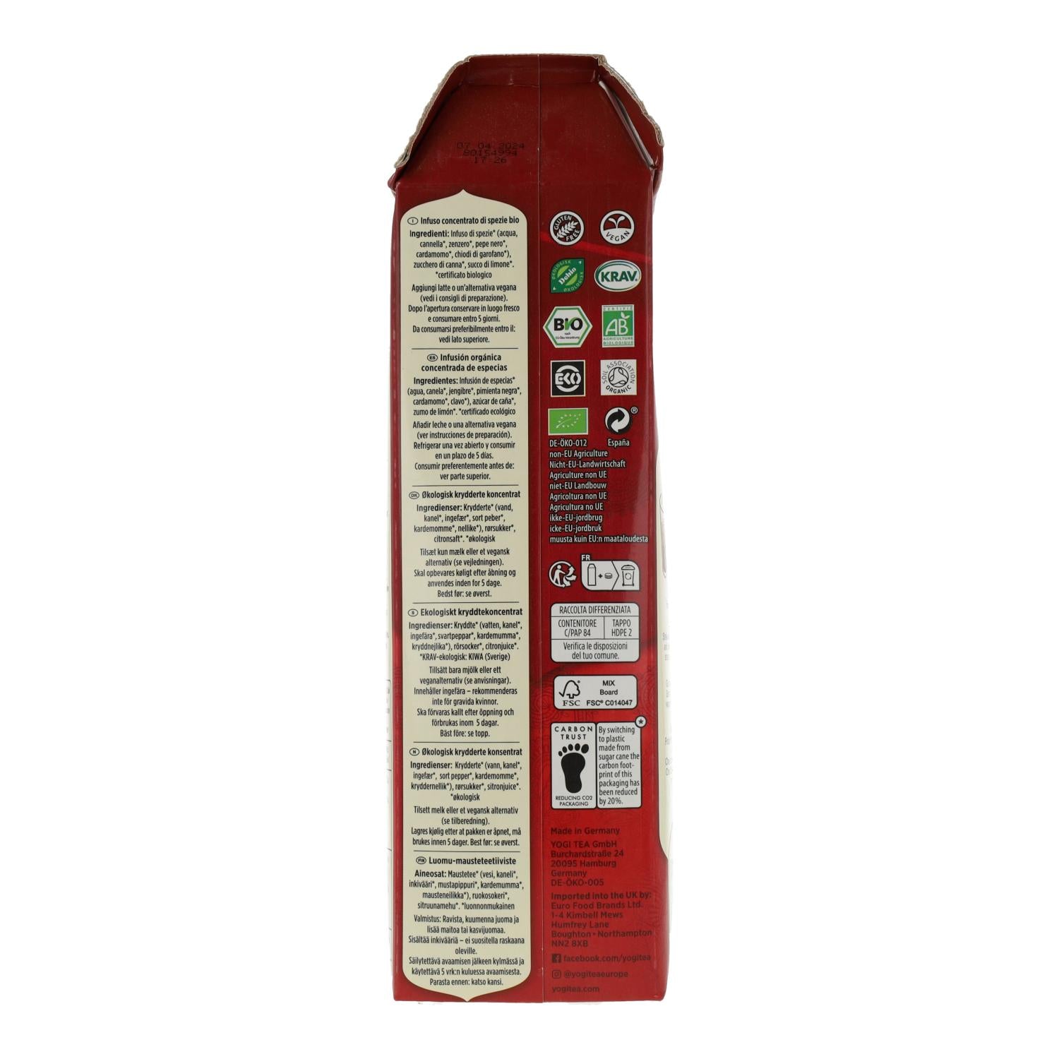 Bebida Yogi Chai Barista Yogi Tea, 1L
